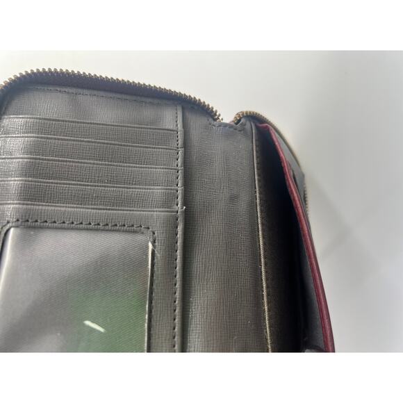 Vintage Fossil Wallet Red Burgundy Zip Leather Pockets 6 x 4 Boho Indie Travel - Picture 5 of 9